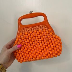 Vintage orange beaded bag